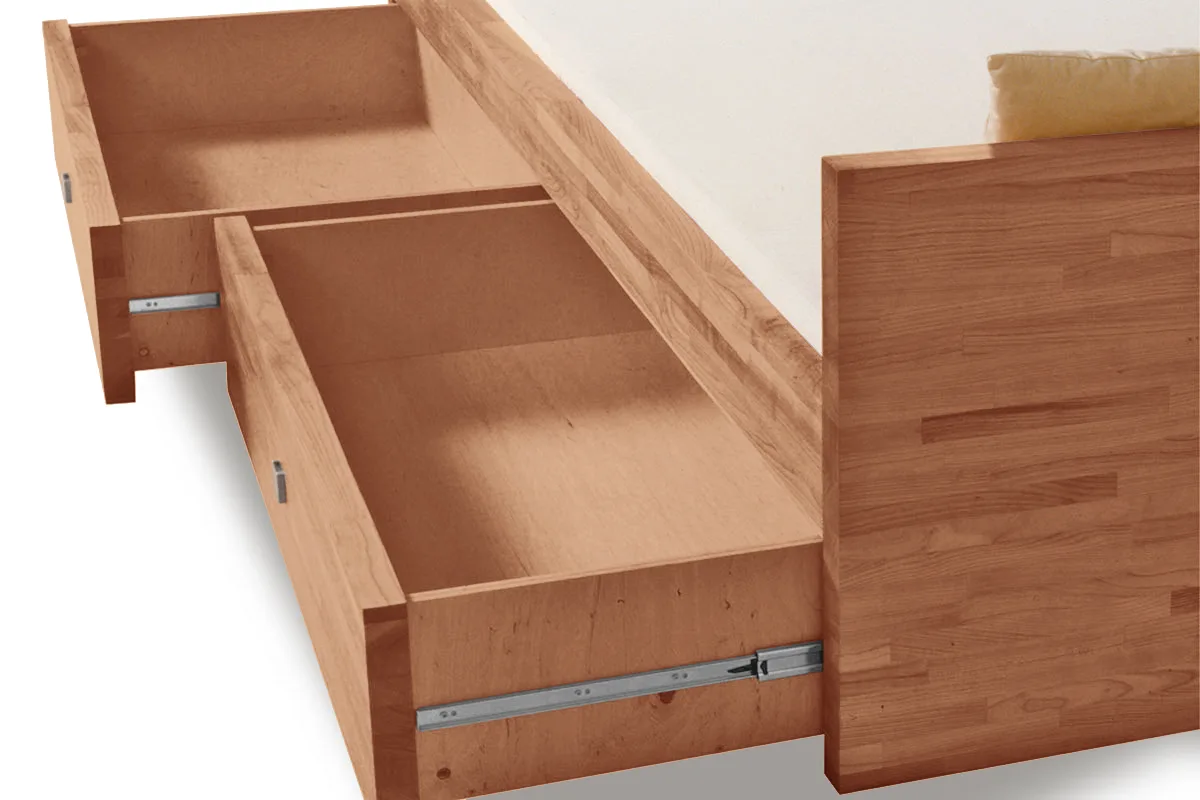 Schubladenbett Seattle Stabverleimt-Massivholz Rahmenhöhe 45cm