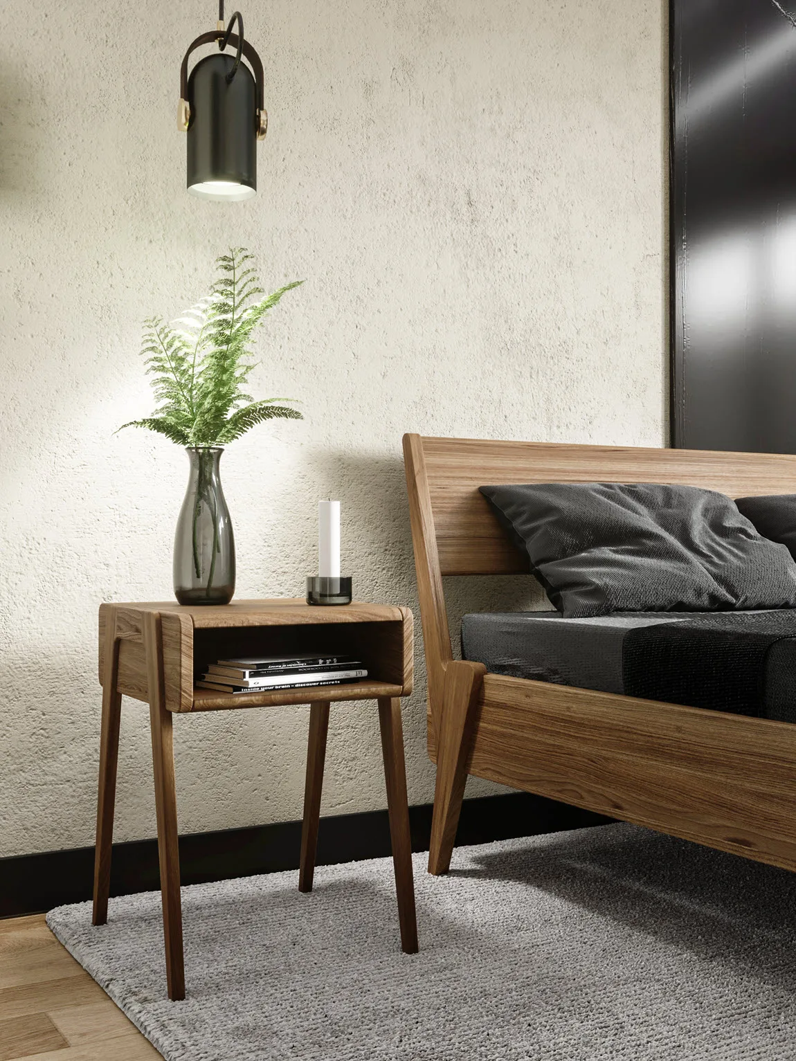 Rast Design Massivholzbett Catania Detail mit Nachttisch