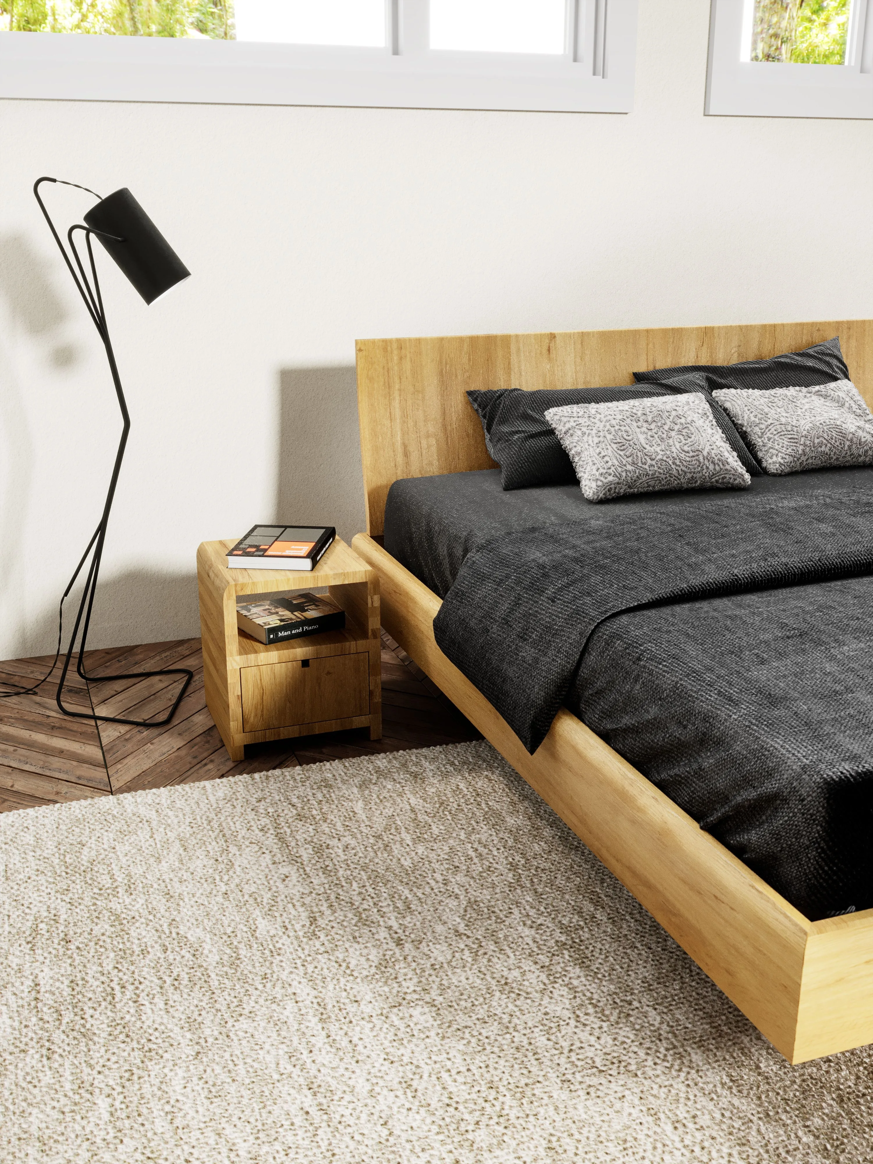 Rast Design Massivholzbett Salerno Ambiente mit Nachttisch