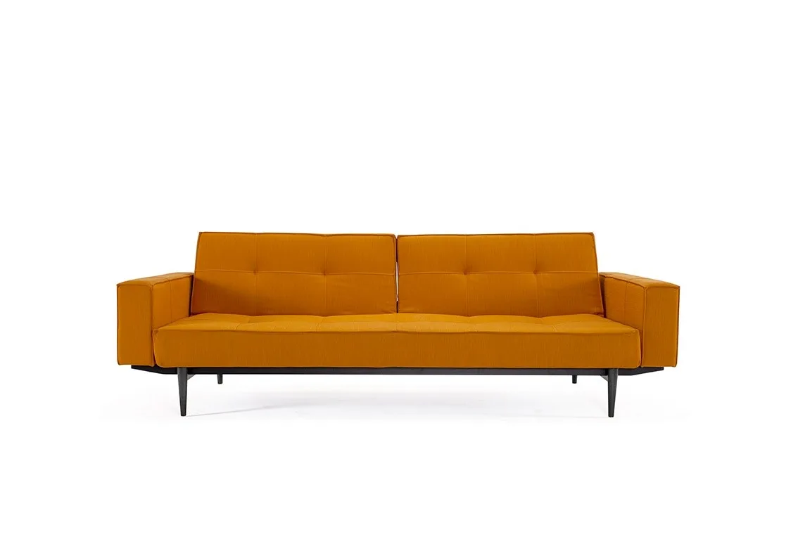Schlafsofas-Schlafsofa Splitback Styletto, Beine Schwarzes Holz, Dess. 507 Elegance Burned Curry.jpg