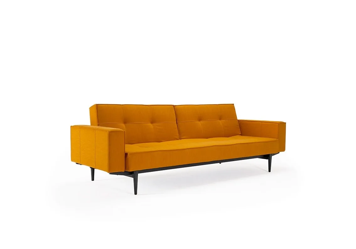 Schlafsofas-Schlafsofa Splitback Styletto, Beine Schwarzes Holz, Dess. 507 Elegance Burned Curry.jpg